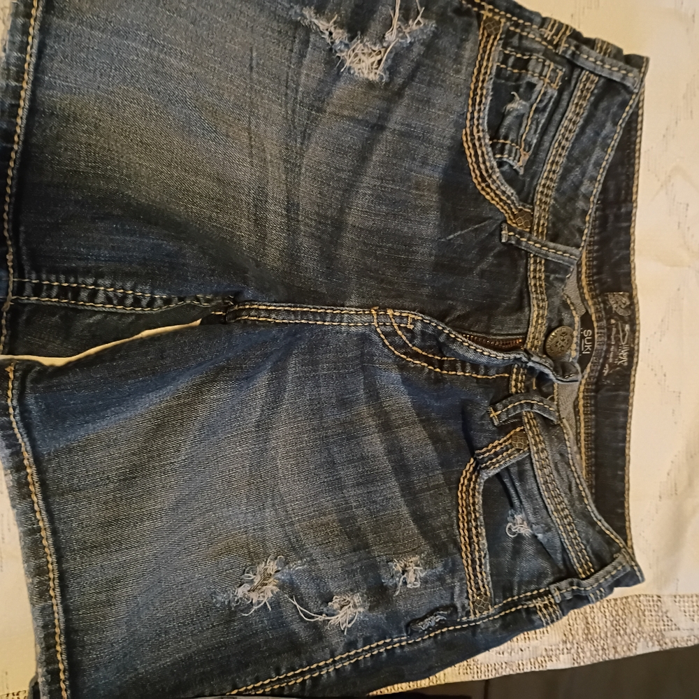 Silver Jeans Dark Blue Distressed Shorts